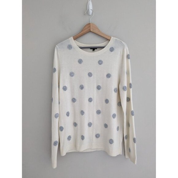 Talbots Lambs Wool Blend Tinsel Dot Sweater Women's Size L - Picture 8 of 8